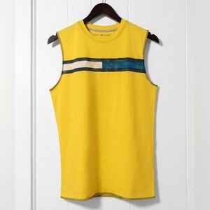 Tommy Hilfiger Yellow Muscle Tank Youth Boys size XL Distressed Flag Y2K